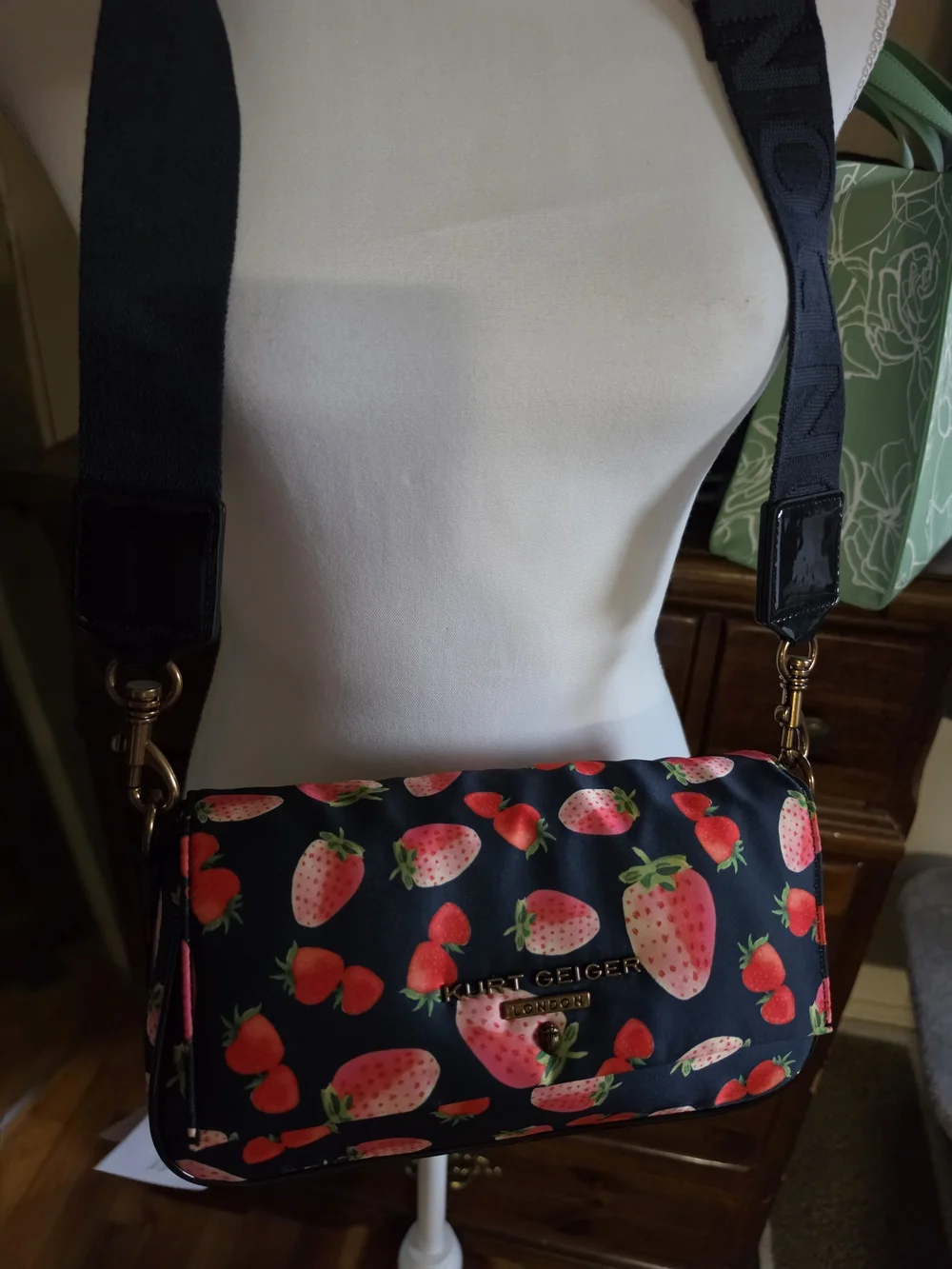 Kurt Geiger London Navy Strawberry Print Crossbody Bag To Handbag